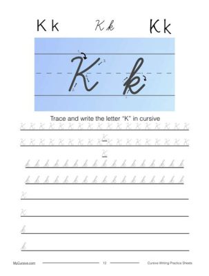 how to write k in cursive